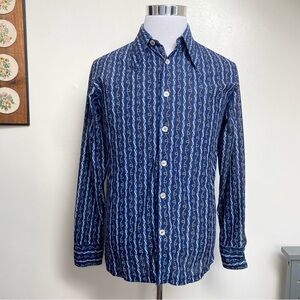 Vintage 70s Chainlink Dagger Collar Button Up Shirt
